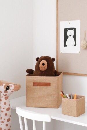 Jute-Schrank, Kinderzimmer, Spielzeug-Organizer, zusammenklappbarer Aufbewahrungsbox-Organizer, 28 x 28 x 28 BK-JUT - 3