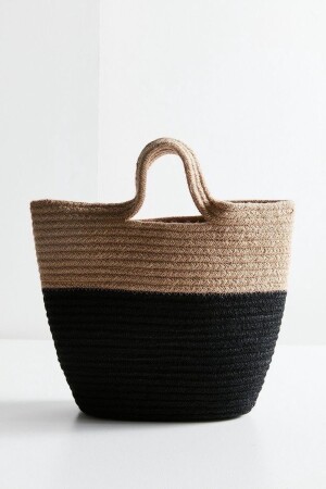 Jute-Stroh-Look Strandtasche Jute-Grifftasche Vegane Tasche mvxjutcanta01 - 2