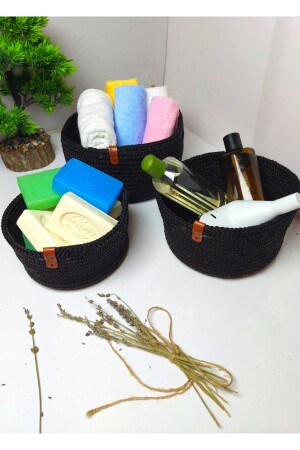 Jute-Weidenkorb-Set, handgewebt, Mehrzweckkorb, Badezimmer- und Küchen-Organizer spt03 - 2