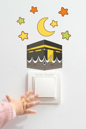 Kaaba Halbmond und Sterne R1 Ramadan Sockel Top Aufkleber - 2