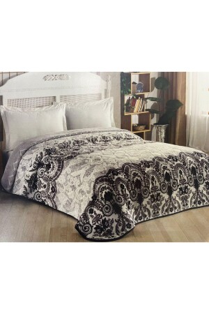 Kabartmalı Embos Çift Kişilik Kalın Battaniye Gri - Kristal