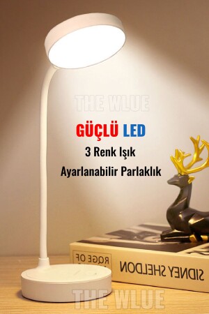 Kablolu Dokunmatik 16 LED Masa Lambası Çalışma Işığı 3 Renk Tonu Dimmer Ayarlı - 2