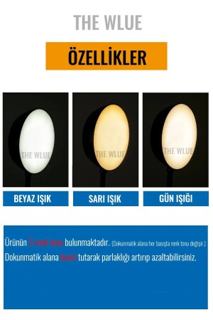 Kablolu Dokunmatik 16 LED Masa Lambası Çalışma Işığı 3 Renk Tonu Dimmer Ayarlı - 8