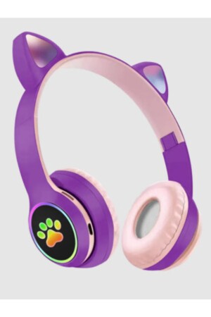 Kablosuz Bluetooth Kulaküstü Rgb Işıklı Kedi Desenli Kulaklık P47m BSKULAKLIKK-1 - 1