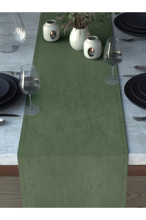 Kadife Dokulu Tatlı Yeşil Runner - Demor Home