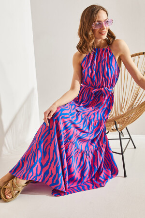 Kadın Askılı Desenli Elbise - Bianco Lucci