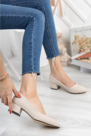 Kadın Ayakkabı Klasik Kısa Topuklu Ten Cilt 3 Cm Abiye Ayakkabı - 2