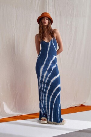 Kadın Batik Desen Askılı Triko Elbise 90155 - 1