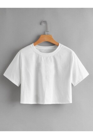 Kadın Beyaz Crop Tshirt - 1