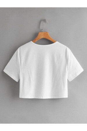 Kadın Beyaz Crop Tshirt - 2