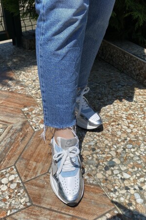 Kadın Beyaz Günlük Rahat Spor Ayakkabı Sneaker Hakiki Deri Yürüyüş Koşu Ayakkabı 4cm Ortapedik Tin03 - 2
