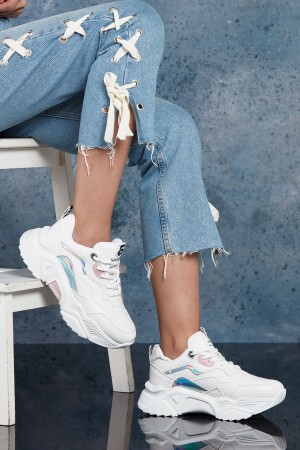 Kadın Beyaz Pudra Sneaker - 4