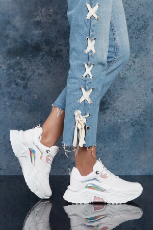 Kadın Beyaz Pudra Sneaker - 5