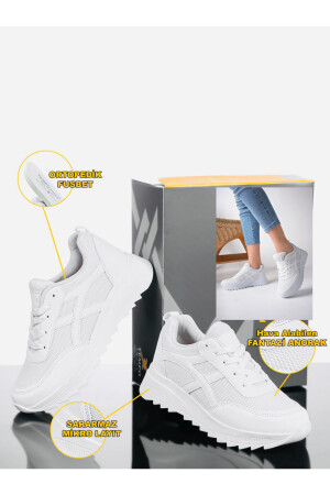 Kadın Beyaz Sneakers Spor Ayakkabı -anatomik Iç Taban-sararma Yapmaz Taban - 2