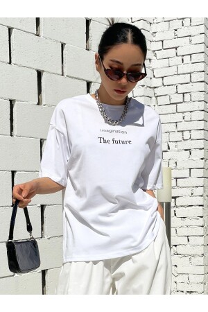 Kadın Beyaz The Future Oversize T-shirt - 2