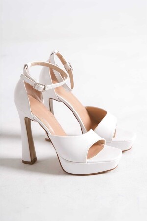 Kadın Beyaz Yüksek Platform Topuklu Ayakkabı - 4