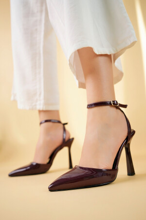 Kadın Bordo Rugan Arkası Bantlı Topuklu Ayakkabı - 1