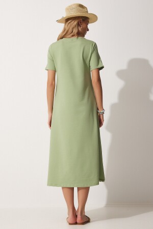 Kadın Çağla Yeşili A Kesim Yazlık Penye Elbise UB00060 - 4
