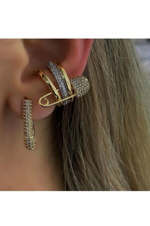 Kadın Çengelli Iğne Detaylı Kıkırdak Küpe - Mercan Aksesuar