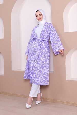 Kadın Çiçek Desenli Kimono - 1