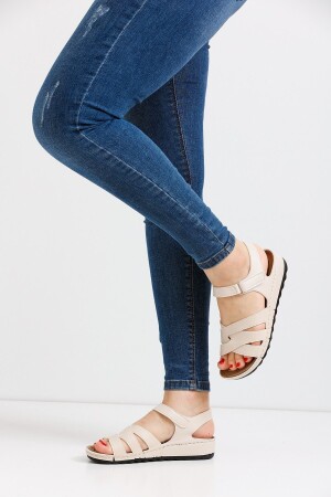 Kadın Cırt Cırtlı Ortapedik Soft Tbana Yazlık Sandalet Modeli - Bej - 2