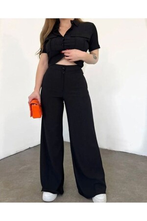 KADIN DÜĞME DETAYLI PANTOLONLU TAKIM - Modasindoma