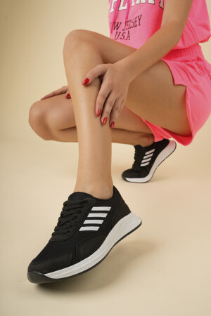Kadın- Erkek- Unisex Ortopedik Triko Yürüyüş Spor Ayakkabısı- 4 Bant Günlük Sneaker - 1