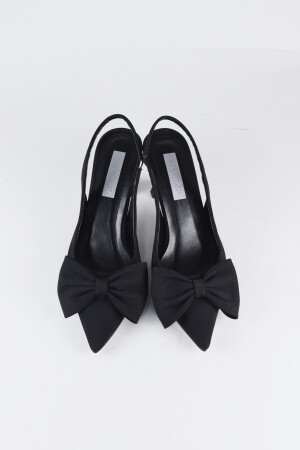 Kadın Fiyonk Abiye Siyah Kumaş Topuklu Ayakkabı 7cm Topuklu - 1