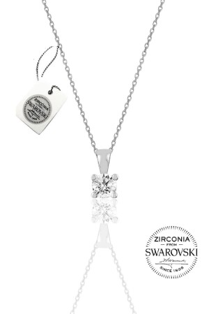 Kadın Gümüş Swarovski Tek Taş Kolye SGTL20505A - 1