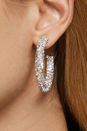 Kadın Halkalı Sarmal Model Gümüş Zirkon Taşlı Pırlanta Elmas Abiye Düğün Nişan Kına Söz Gelin Küpe FR154 Spiral Ring Prom Crystal Earrings - 1