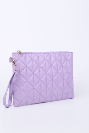 Kadın Lila Desenli Portföy Clutch Çanta 25x19 Cm - 2