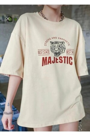 Kadın Majestic Strong Baskılı Oversize T-shirt - 3