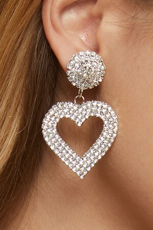 Kadın Mantar Kalp Model Gümüş Zirkon Taşlı Pırlanta Elmas Abiye Düğün Nişan Kına Söz Gelin Balo Küpe FR148 Mushroom Heart Stone Earring - 2