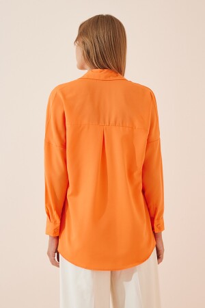 Kadın Oranj Oversize Uzun Basic Gömlek DD00842 - 7
