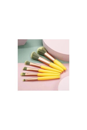 Kadın Pembe 6'Lı Makyaj Fırça Seti Sarı makyaj fırçası - 1
