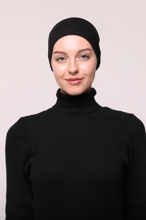 Kadın Penye Dikişsiz Tesettür Bandana Bone Spor Saç Bandı-siyah - 2