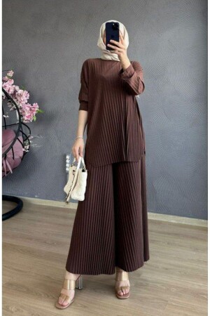 Kadın Sandy komple Piliseli ikli Tesettür Pantolonlu Takım - Modamira