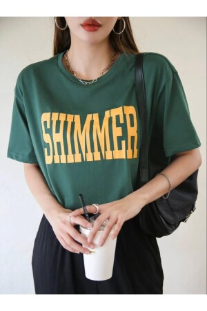 Kadın Shimmer Baskılı Oversize T-shirt - 1