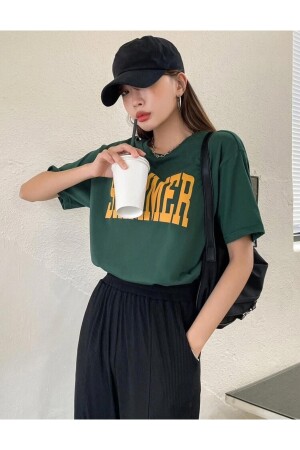 Kadın Shimmer Baskılı Oversize T-shirt - 3