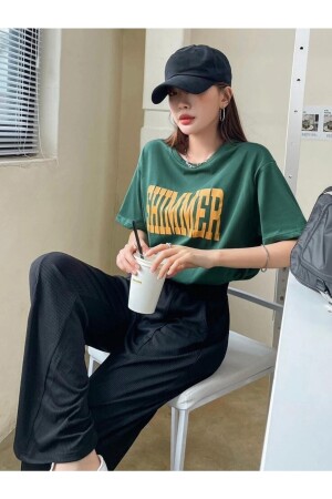 Kadın Shimmer Baskılı Oversize T-shirt - 5