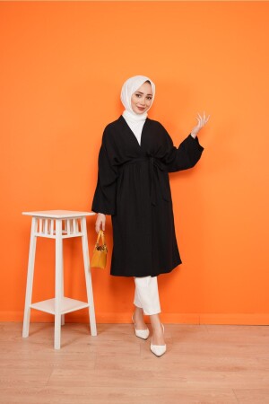 Kadın Siyah Ayrobin Kuşaklı Kimono - Cng Moda