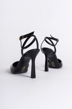 Kadın Siyah Bantlı Topuklu Ayakkabı - 6