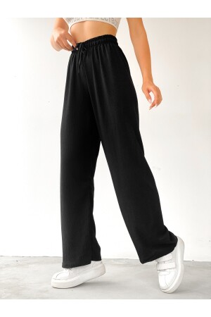 Schwarze Palazzo-Hose mit elastischem Bund für Damen - Bejna