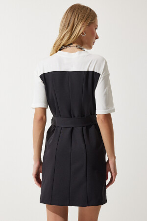 Kadın Siyah Beyaz Kontrast Geçişli Elbise RG00023 - 7