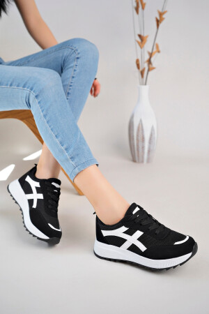 Kadın Siyah Beyaz Sneakers Spor Ayakkabı - 1