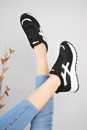 Kadın Siyah Beyaz Sneakers Spor Ayakkabı - 3