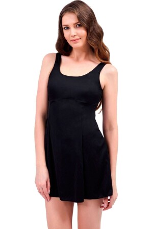 Kadın Siyah Büyük Beden Düz Elbise Mayo 6800 - 1