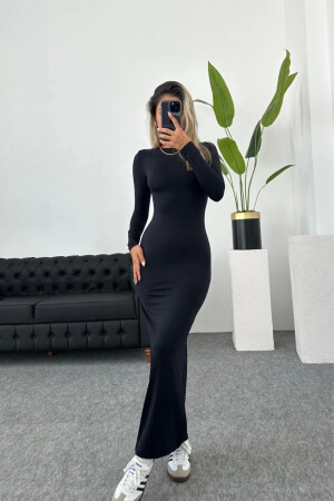 Kadın Siyah Hailey Uzun Kollu Maxi Elbise - 2