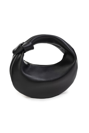 Kadın Siyah Mini Baget Düğüm Detaylı Fermuarlı El Çanta - 1