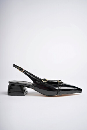 Kadın Siyah Rugan Topuklu Ayakkabı - 7